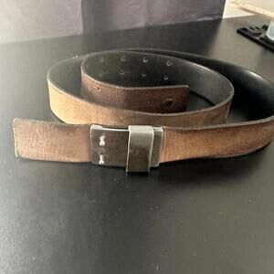 Rudsak Men's Brown 100% Genuine Leather Distressed Metal Buckle Belt - Size 38